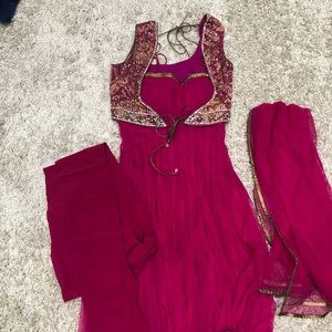 Indian Outfit - Pink Floor Length Arnakali